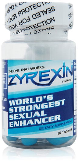 zyrexin bottle and pills